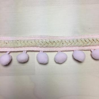 Pompon Borte - Fischgrät - rosa/natur